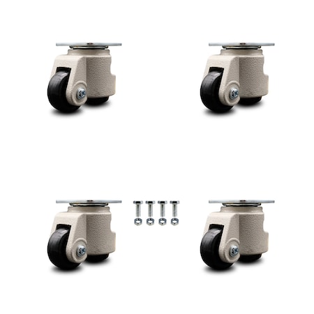 Service Caster Nylon Swvl Top Plate Floor Leveling Caster w/1.65" Diameter Black Wheels, 4PK SCC-TPLV05S42-NYR-50-DC-4